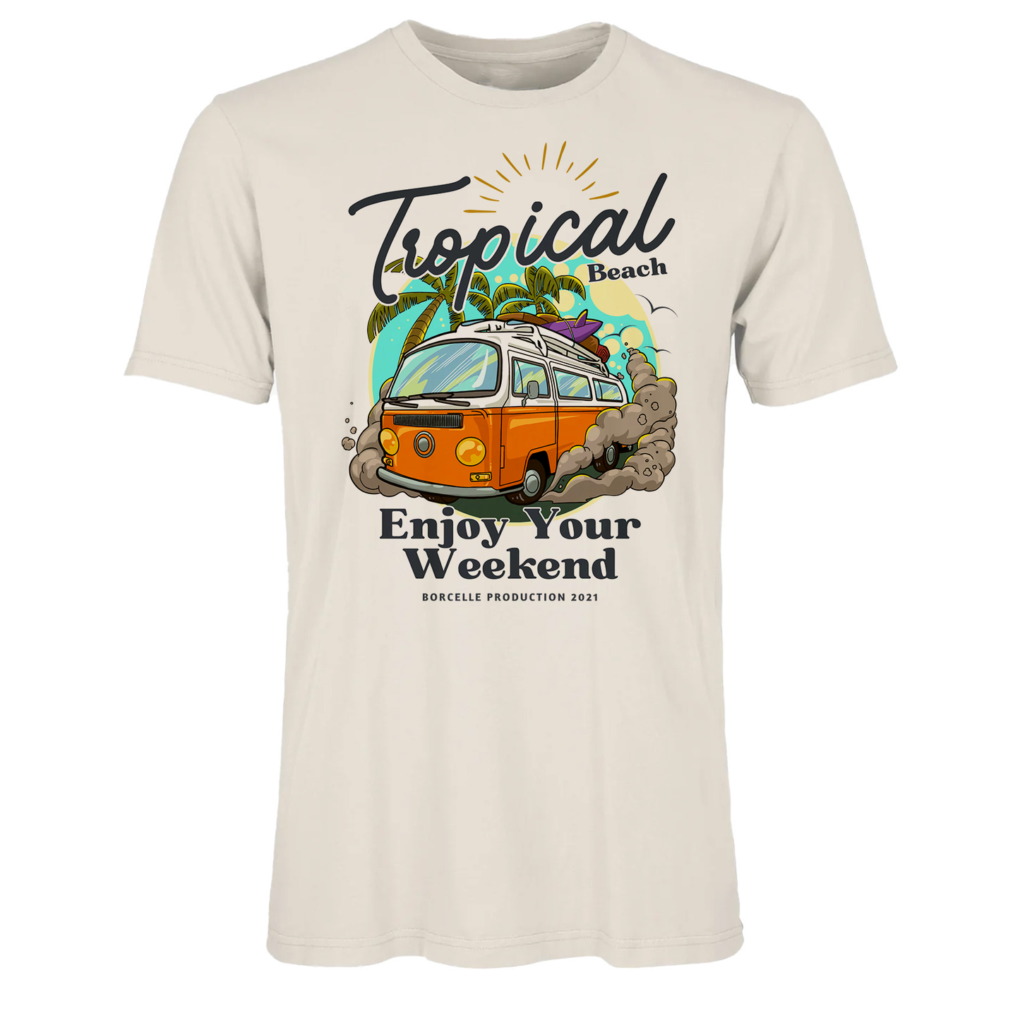 Rebira Tropical Beach Graphic T-Shirt