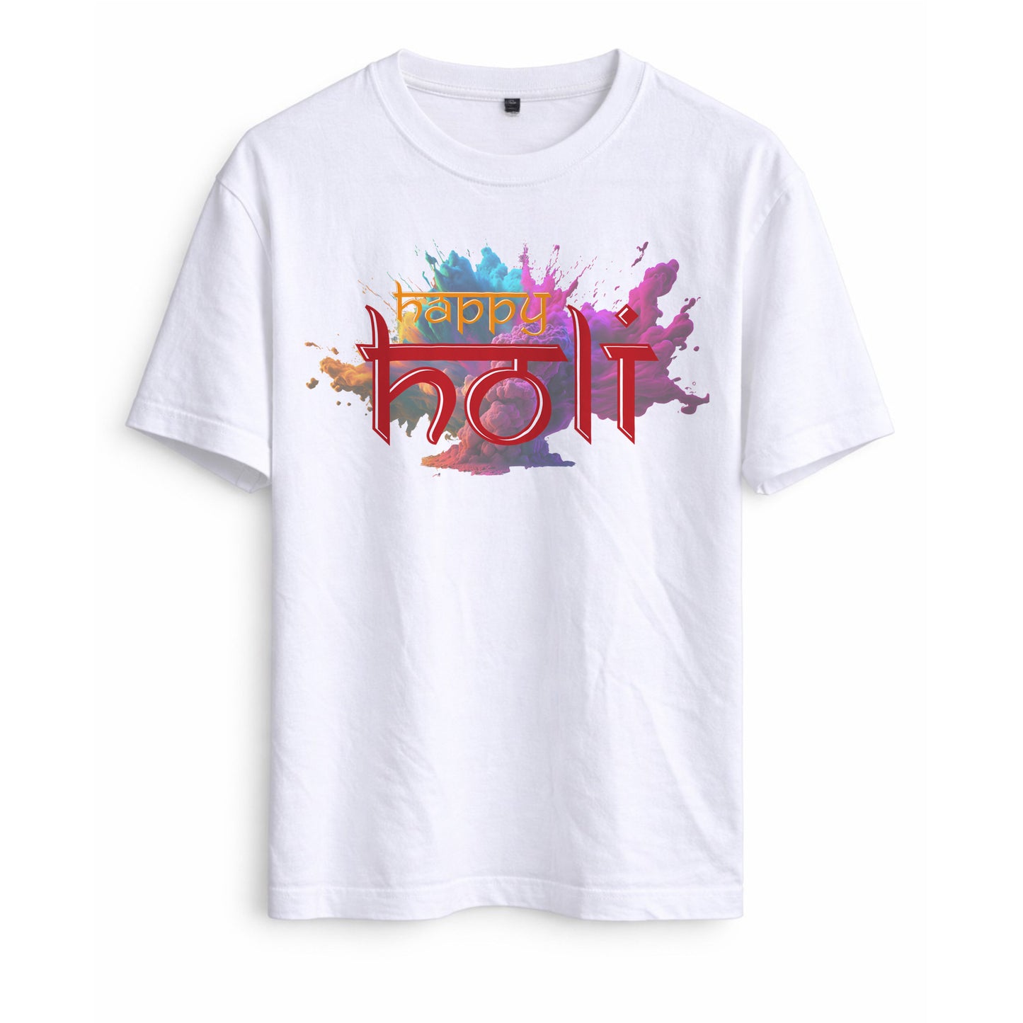 Men’s 100% Cotton Half White T-Shirt – Holi Special Edition