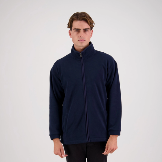 MENS NAVY MICROFLEECE JACKET - FULL ZIP