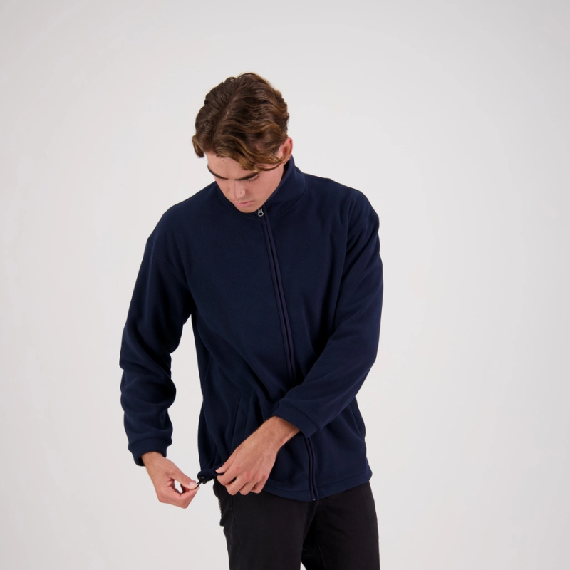 MENS NAVY MICROFLEECE JACKET - FULL ZIP