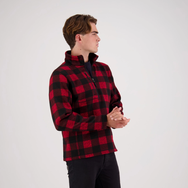 OKARITO MENS HALF ZIP FLEECE - RED