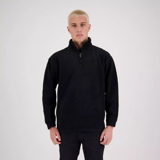 MENS MICROFLEECE HALF ZIP TOP (BLACK)