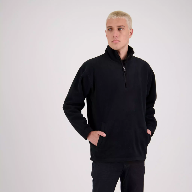 MENS MICROFLEECE HALF ZIP TOP (BLACK)