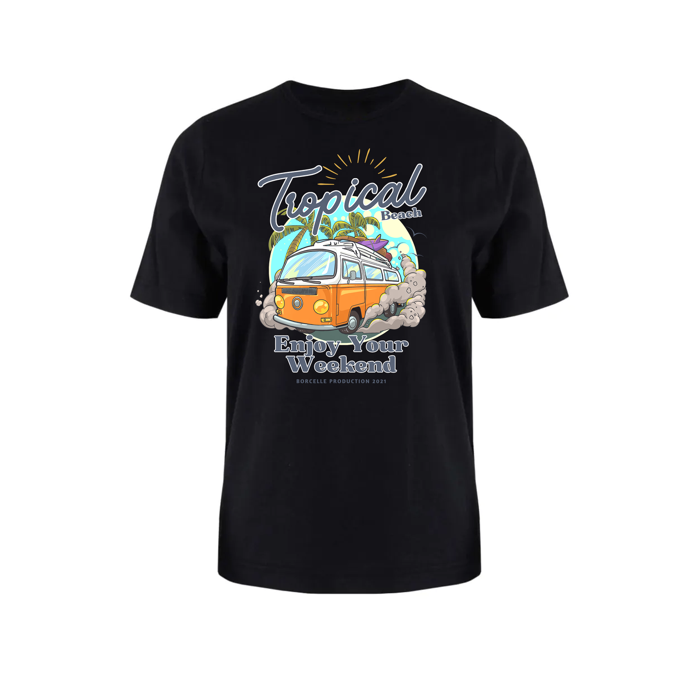 Rebira Tropical Beach Graphic T-Shirt